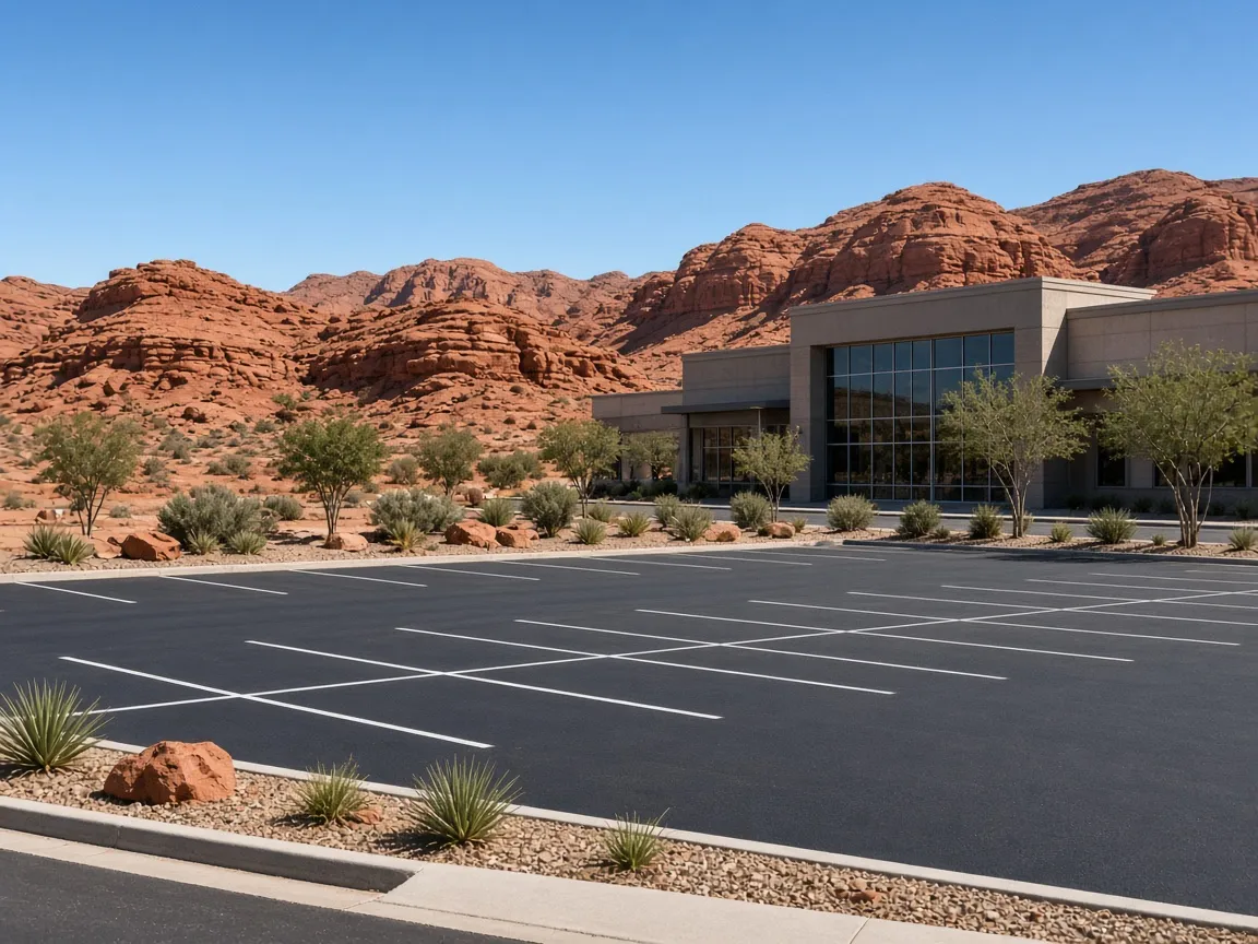 Commercial parking lot paving, resurfacing, and patch repair in St. George for retail, offices, churches, and apartments.